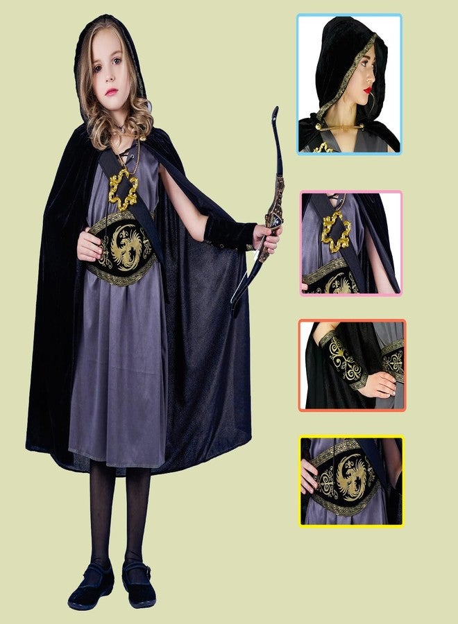 DSplay Girls Hooded Huntress Costume Role Play Child Halloween Party Costumes 4-6Y - Image 4