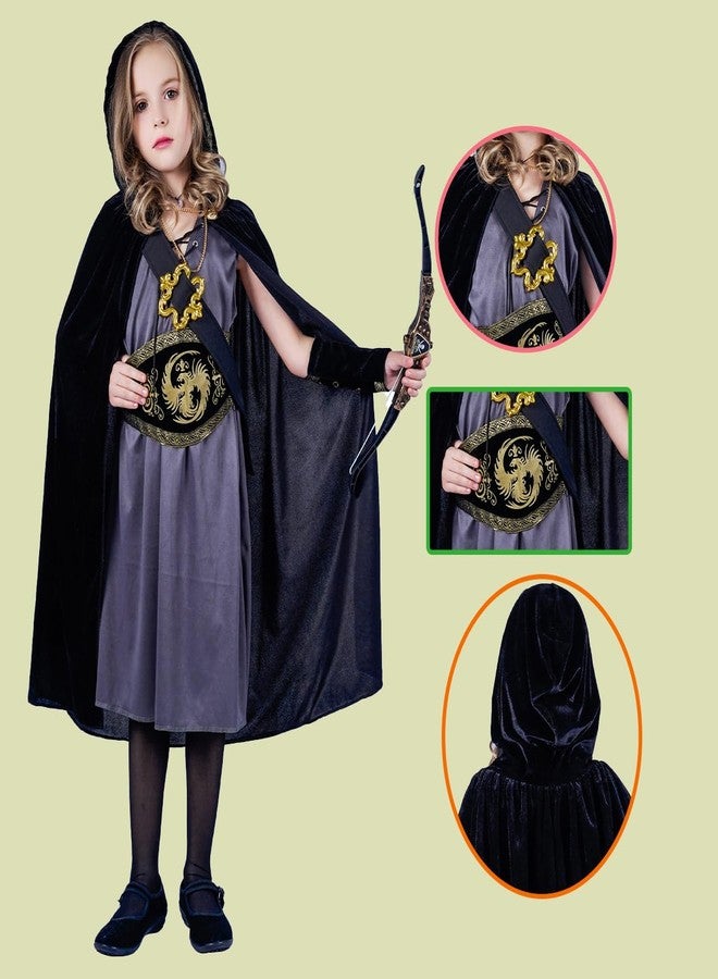 DSplay Girls Hooded Huntress Costume Role Play Child Halloween Party Costumes 4-6Y - Image 3