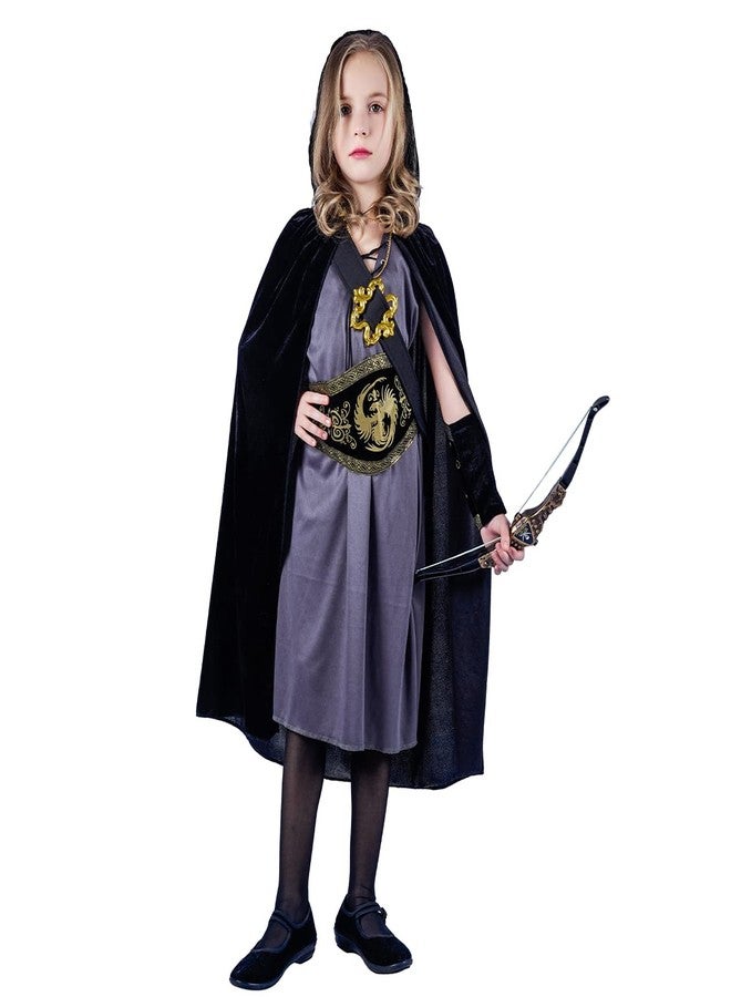 DSplay Girls Hooded Huntress Costume Role Play Child Halloween Party Costumes 4-6Y - Image 1