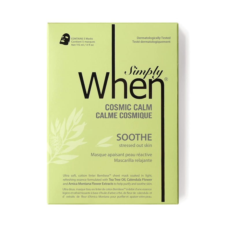 When Simply When Calming Cosmic Calm UltraSoft Cotton Linter Facial Sheet Mask 5 Pack