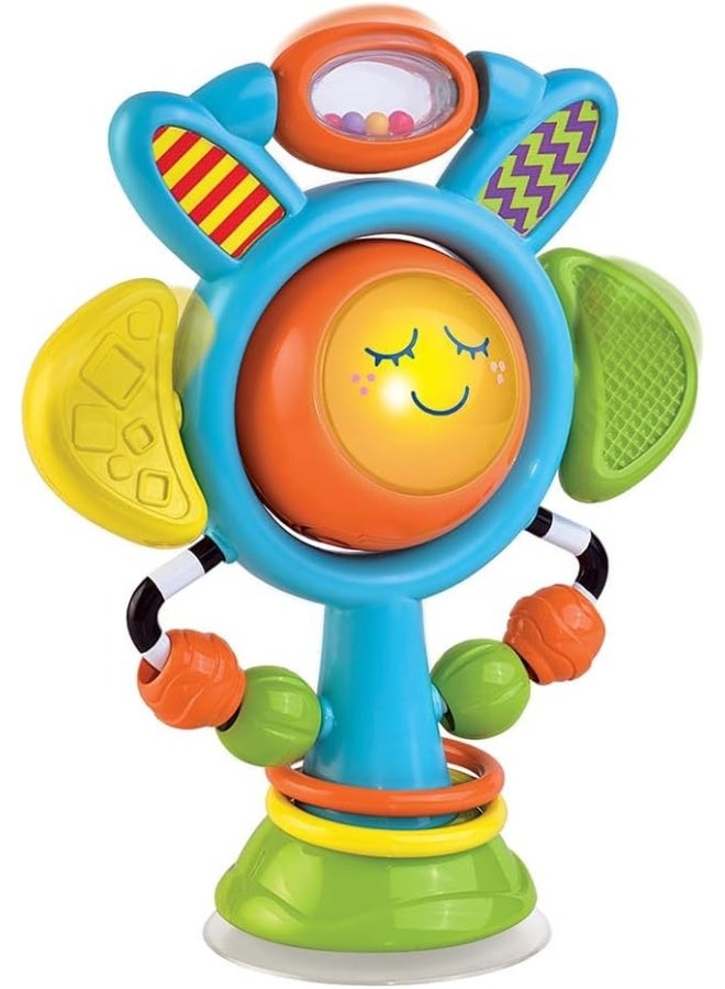 Happy Kids لعبة كرسي الطعام ليتل ليرنرز صن ن غلو - كوب شفط، دوار ومضيء، تطوير حسي، 6 أشهر وما فوق - Image 1