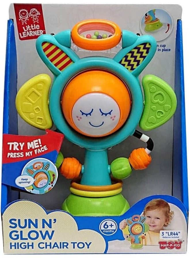 Happy Kids لعبة كرسي الطعام ليتل ليرنرز صن ن غلو - كوب شفط، دوار ومضيء، تطوير حسي، 6 أشهر وما فوق - Image 3