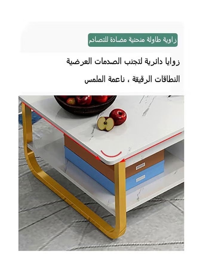 Beauenty Coffee Table with Storage Modern Rectangular Coffee Table with Sturdy Metal Frame Metal Cocktail Table Tea Table with Plank Design Base for Living Room Home Office Reception Room 120 x 60 x 42cm - Image 4