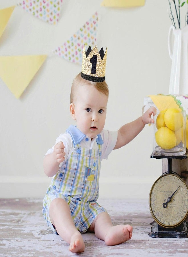 Eoopoon 1st Birthday Crown Hat for Baby, Glitter Crown for Party, Boy Girl First Birthday Hat, Black & Golden Decoration - Image 4