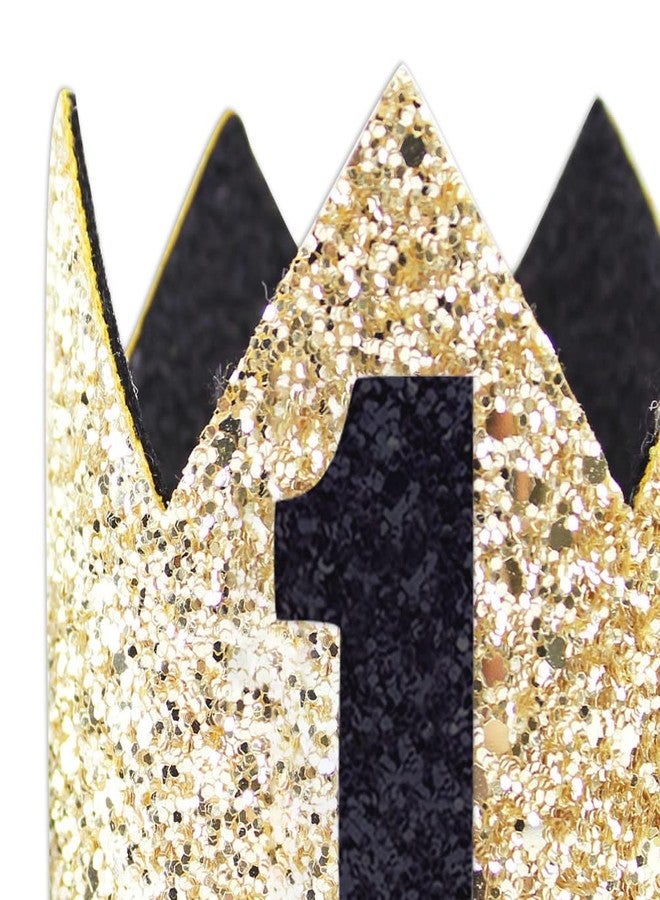 Eoopoon 1st Birthday Crown Hat for Baby, Glitter Crown for Party, Boy Girl First Birthday Hat, Black & Golden Decoration - Image 5