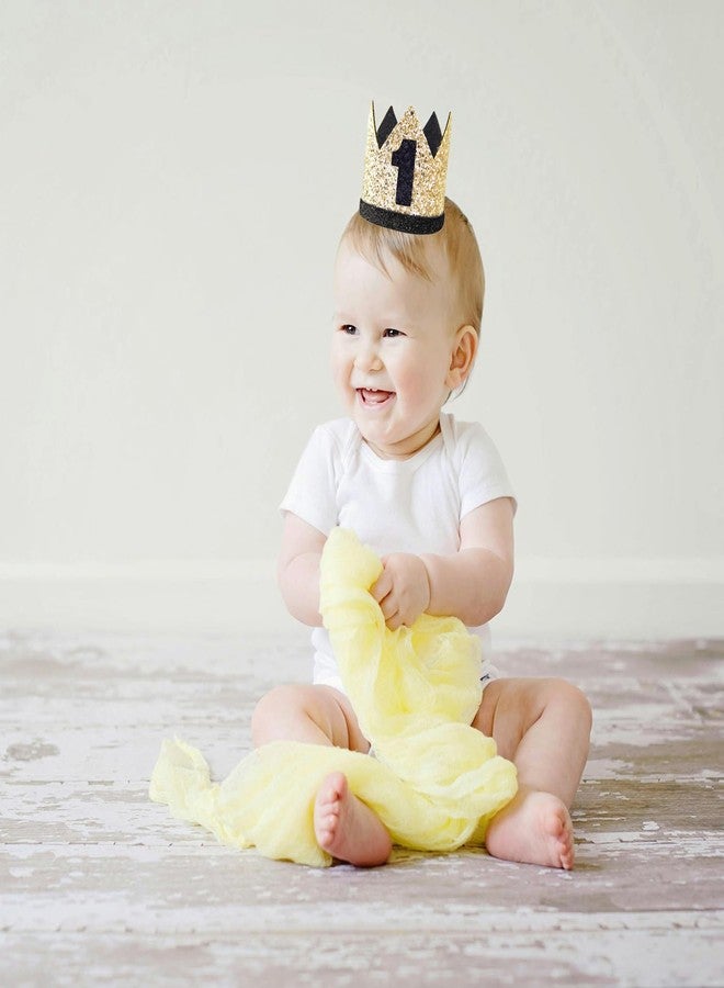 Eoopoon 1st Birthday Crown Hat for Baby, Glitter Crown for Party, Boy Girl First Birthday Hat, Black & Golden Decoration - Image 3