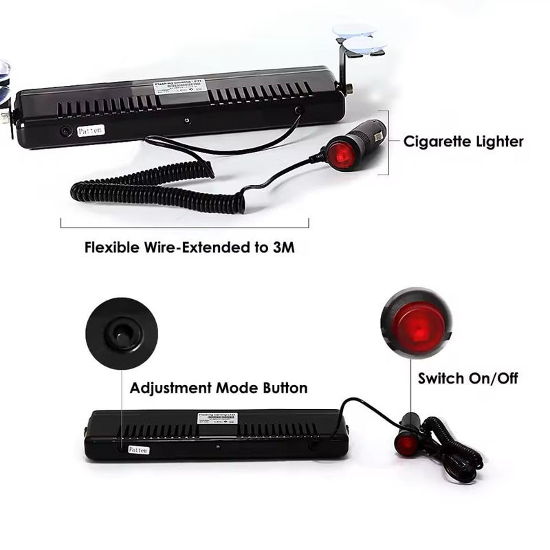 AutoBizarre 12V Car Dash Emergency Warning Strobe Red Blue Flasher Windshield Sucker LED light With Multiple Flashing Modes For All Cars, Emergency Vehicles, etc. (9 LED Red Blue White) - Image 5