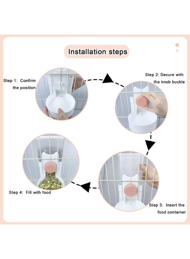 عام مجموعة مغذي وشارب تلقائي معلق، وعاء طعام أرابيت سعة 1000 مل، زجاجة ماء مثبتة على القفص، مغذي بالجاذبية معلق للحيوانات الأليفة الصغيرة مثل الأرانب، القوارض، القطط، الكلاب، وخنازير غينيا. - Image 4