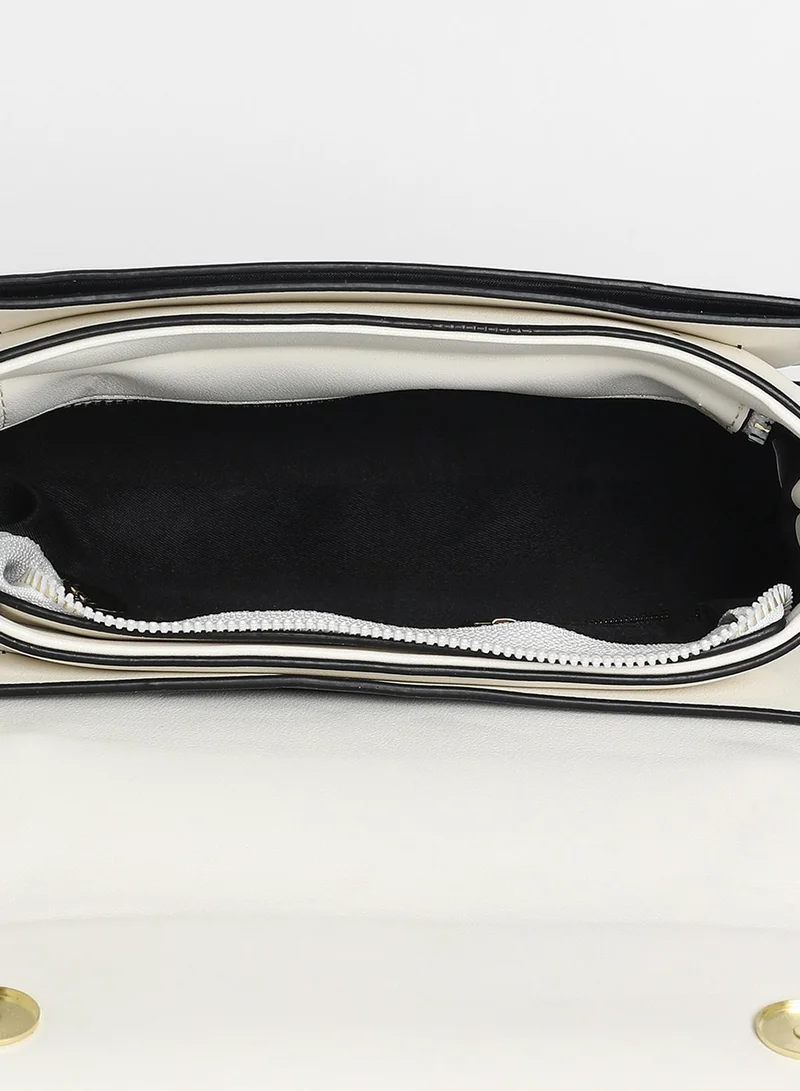 صوص هاوت Women's The Linea Hand Bag - Ivory White & Chocolate Brown
