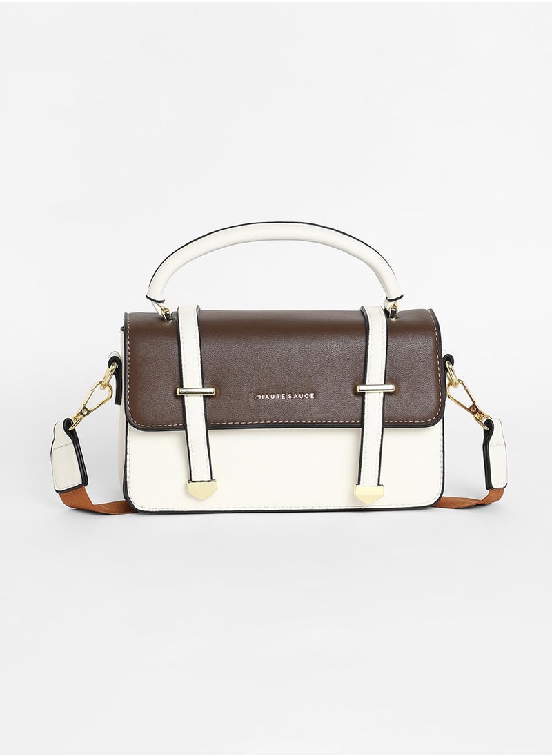 Haute Sauce Women's The Linea Hand Bag - Ivory White & Chocolate Brown  - Image 4
