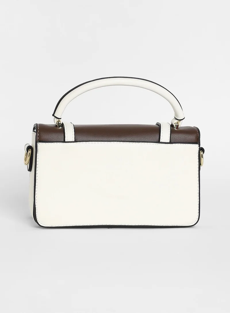 صوص هاوت Women's The Linea Hand Bag - Ivory White & Chocolate Brown