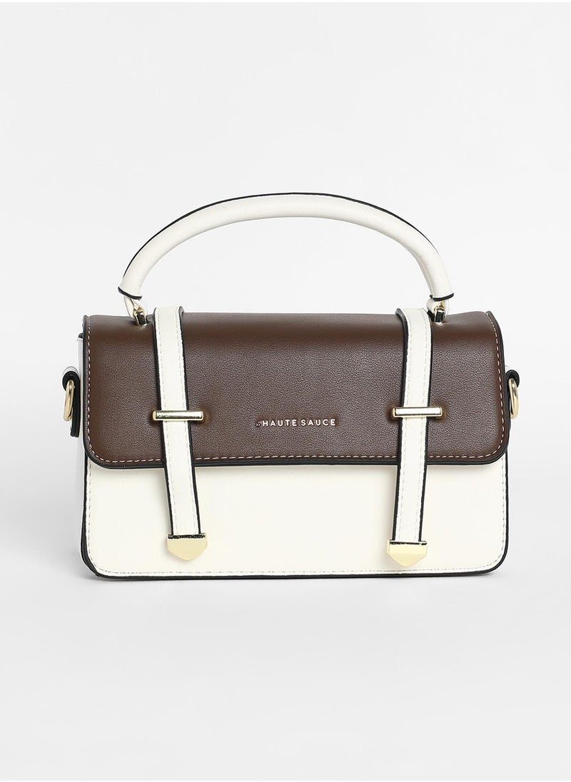 Haute Sauce Women's The Linea Hand Bag - Ivory White & Chocolate Brown  - Image 5