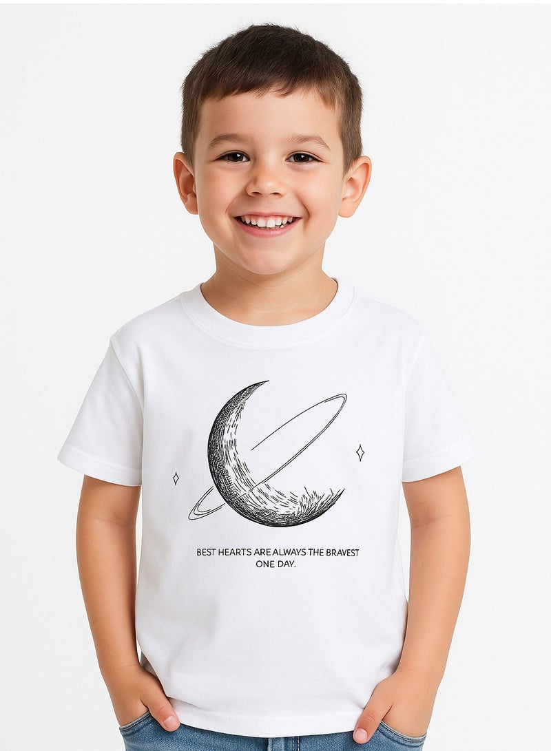 Summer T-Shirt for Boys - Cotton Blend Crew Neck Tee with Planet Print, Short Sleeves, Soft & Breathable - For Aged 3-11 Years  - Image 1
