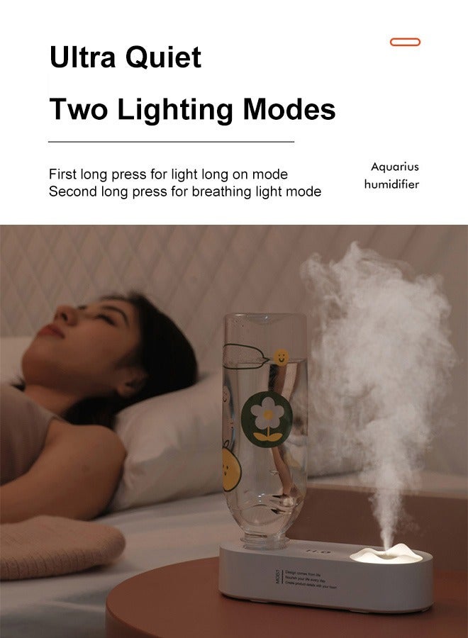 VINSOC Portable Small Travel Humidifier 2 Light Modes 18dB Ultra Quiet Ultrasonic Replaceable Bottle 2000 mAh Mist Humidifier for Travel/Bedroom/Desktop/Car/Plants/Baby Room White - Image 4