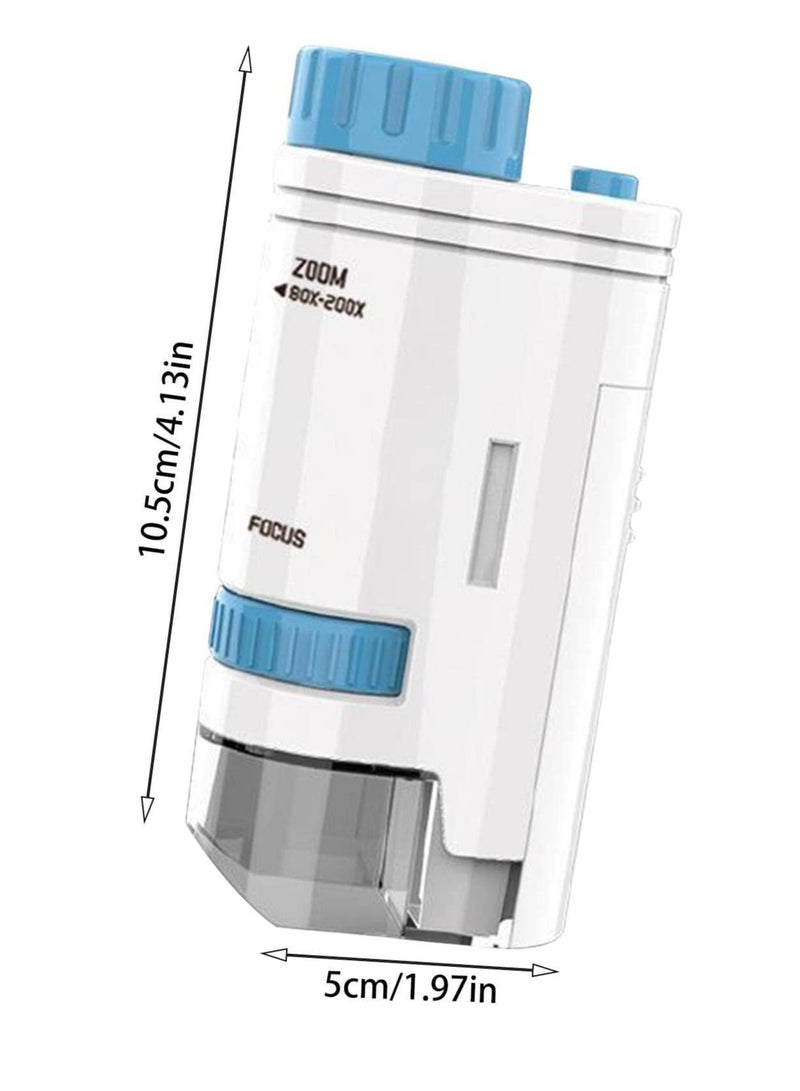 Illumination microscope, 80x-200x zoom mini microscope, portable microscope for children, mini hand magnifying glass with LED illumination for children of science students  - Image 4