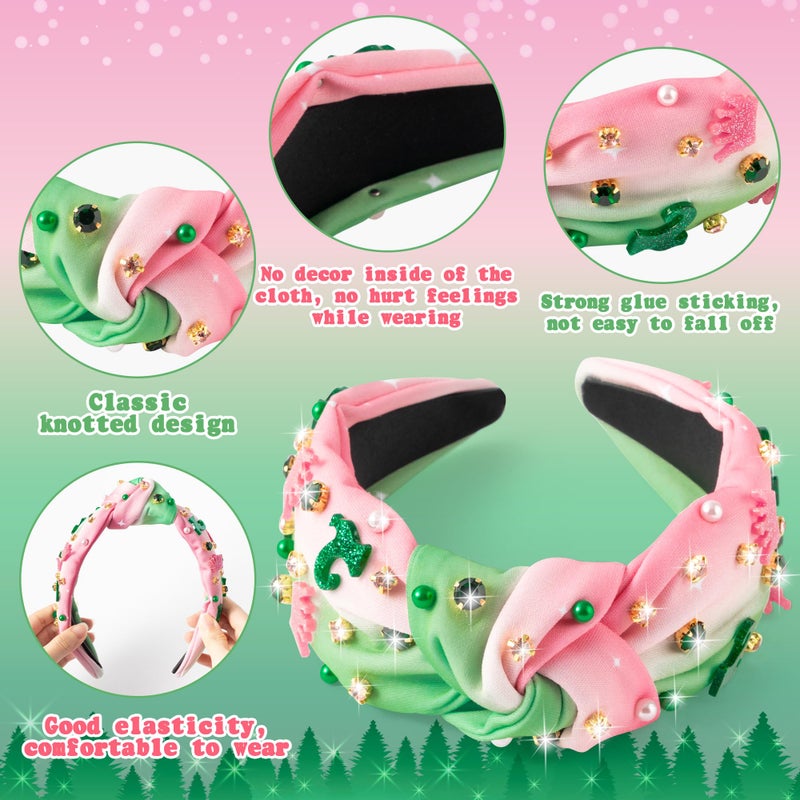 PANTIDE Witch Musical Jeweled Knotted Headband - Witch Musical Fan Gift Glitter Pink Crown Green Boots Rhinestone Crystal Embellished Headband Fashion Accessories Birthday for Women Girl (Crown Boots) - Image 3