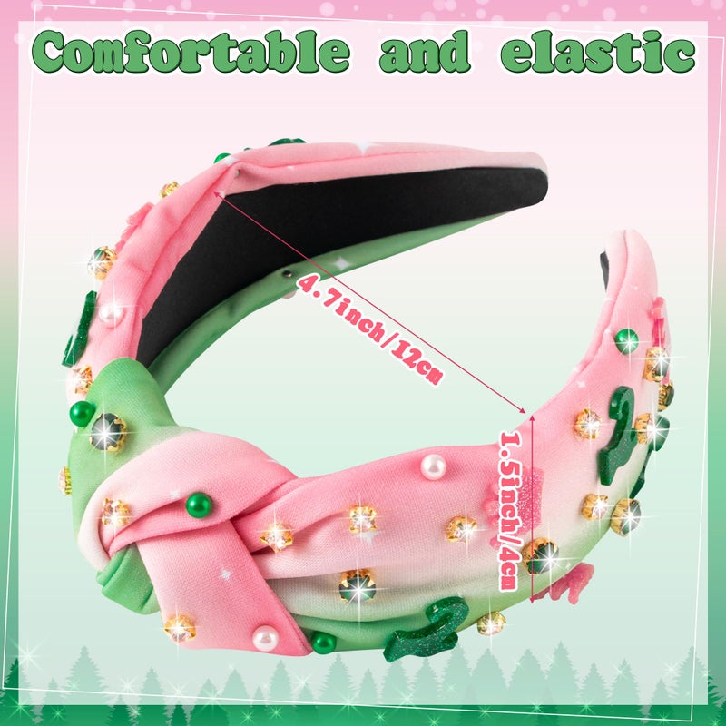 PANTIDE Witch Musical Jeweled Knotted Headband - Witch Musical Fan Gift Glitter Pink Crown Green Boots Rhinestone Crystal Embellished Headband Fashion Accessories Birthday for Women Girl (Crown Boots) - Image 2