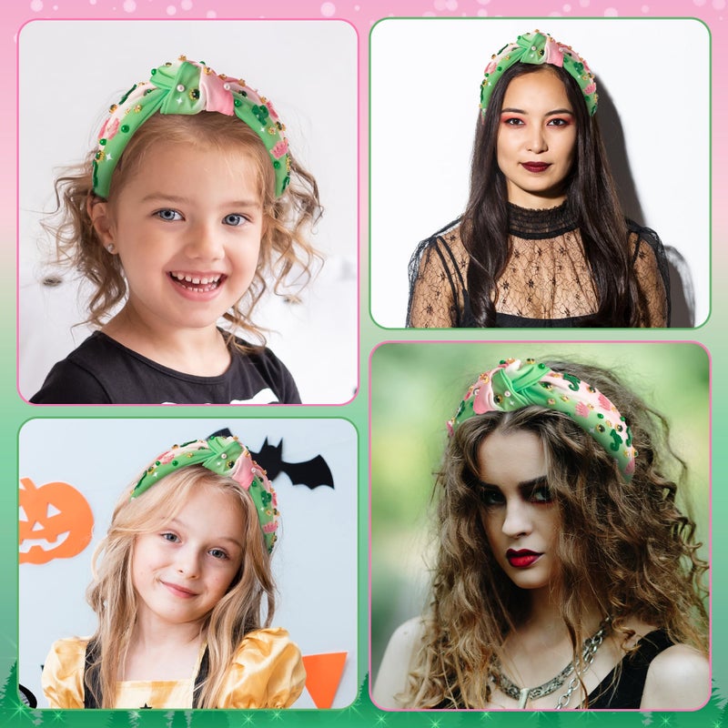 PANTIDE Witch Musical Jeweled Knotted Headband - Witch Musical Fan Gift Glitter Pink Crown Green Boots Rhinestone Crystal Embellished Headband Fashion Accessories Birthday for Women Girl (Crown Boots) - Image 5