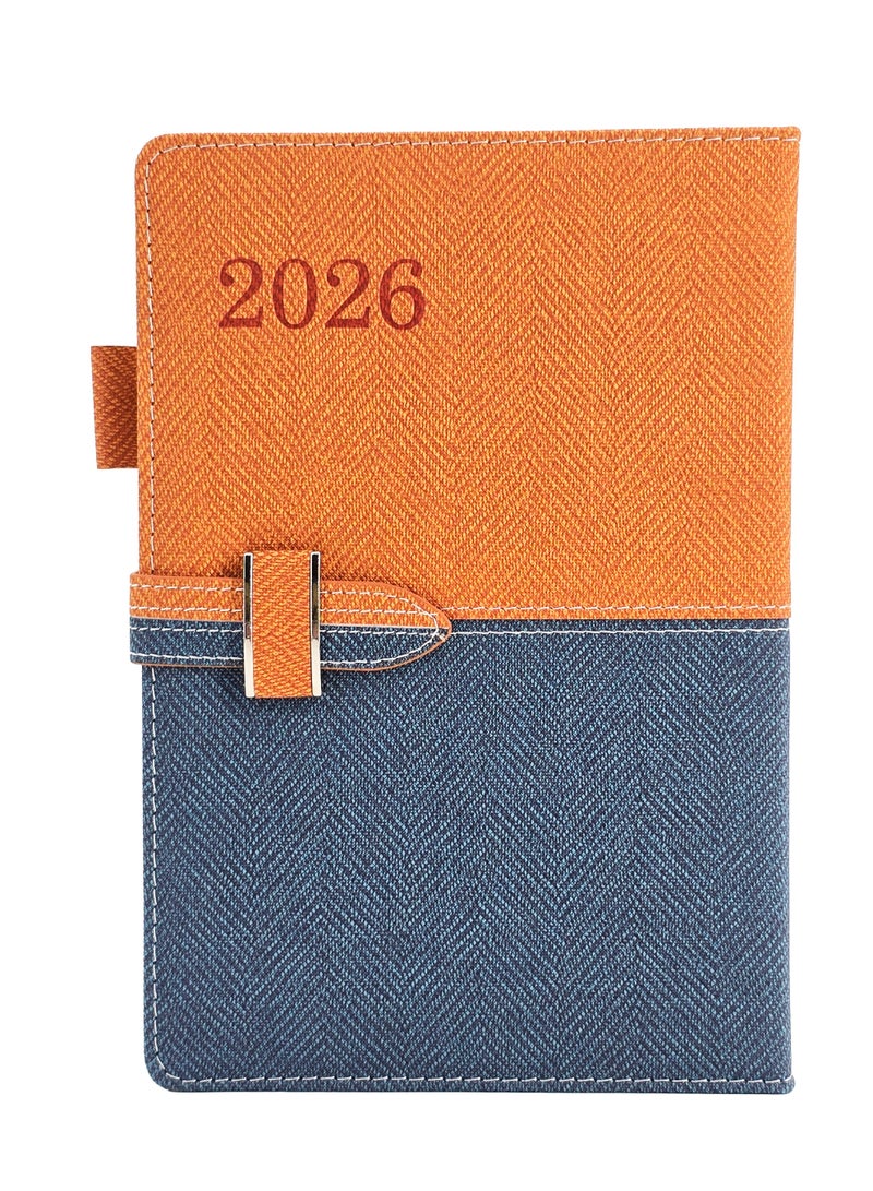 Denim Classic Diary 2026, A5 Daily Planner with Buckle Strap - Brown/Navy - Image 1