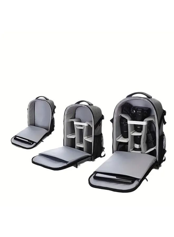 حقيبة كتف كاميرا SLR رمادية كبيرة السعة حقيبة ظهر للتصوير الخارجي للرجال والنساء - Image 4