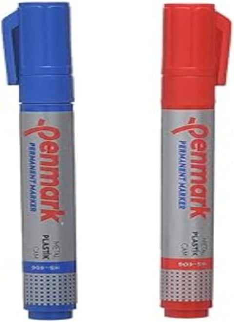 Penmark hs-406 high quality metallic permanent highlighter pen set of 2 pcs assorted color. - red blue