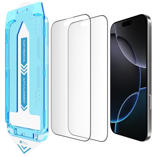 EGKimBa Matte Screen Protector for 16 Pro Max, 2 Pack Tempered Glass, 6.9 inch Anti Fingerprints, Easy Installation, Bubble Free - Image 1