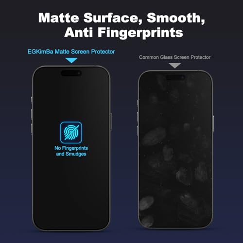 EGKimBa Matte Screen Protector for 16 Pro Max, 2 Pack Tempered Glass, 6.9 inch Anti Fingerprints, Easy Installation, Bubble Free - Image 3