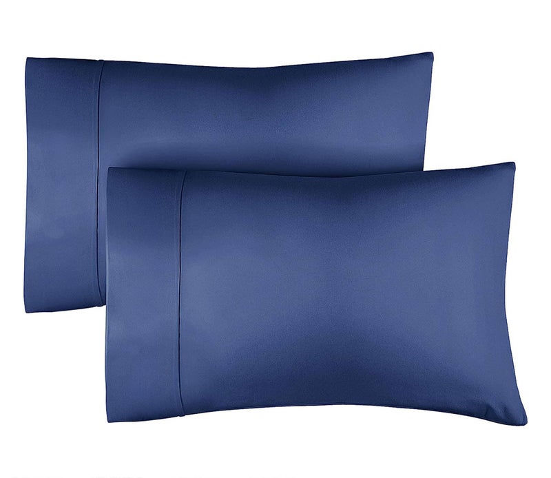 CGK Unlimited 100 Cotton Pillow Cases Queen Size  Cooling Breathable  Soft Pillowcase Covers Set of 2400 Thread Count Cotton  Wrinkle Free  Machine Washable Protectors  Luxury Hotel Bedding  Navy Blue 