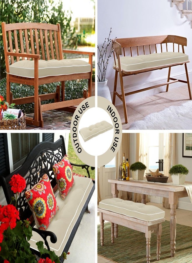 Favoyard Outdoor Bench Cushion 42 x 16 Inch Water-Resistant & 3-Year Fade Resistant Patio furniture Cushions Tufted Garden Seat Pads for Indoor/Outdoor Porch Sofa Settee Couch with Ties, Beige - Image 3