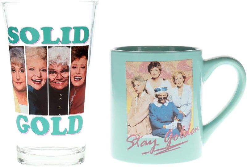 Silver Buffalo The Golden Girls Pint Glass Tumbler and Ceramic Coffee Mug Set  Drinkware For Ice Tea Cocktails Beer - Image 2