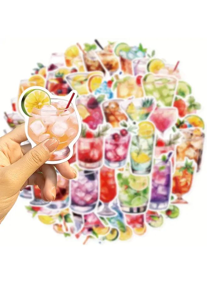 Watercolor Cocktail Stickers 50pcs Waterproof Reusable Vinyl Decals For Laptop Bottle - Image 4