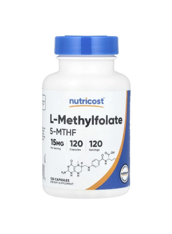Nutricost نوتريكوست، L-ميثيلفولات، 15 ملغ، 120 كبسولة - Image 1