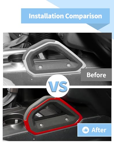 Voodonala Center Console Grab Handle Trim Cover Compatible with Ford Bronco Accessories 2021 2022 2023 2024 Red - Image 3