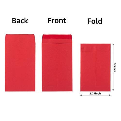 Homtable 100 Pack Small Coin Envelopes Self-Adhesive Kraft Paper Seed Envelopes Mini Parts Small Items Stamps Storage Packets Envelopes for Garden, Office or Wedding Gift (Red, 2.25×3.5 inch) - Image 2