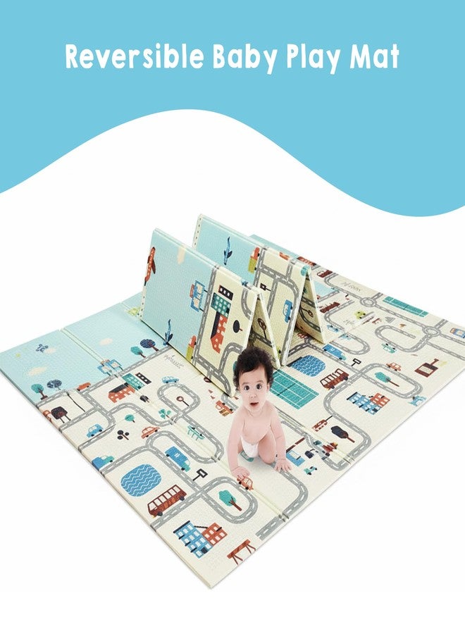 سنابترون بساط لعب للأطفال من سنابترون، مناسب للأطفال من عمر 0 إلى 5 سنوات، بساط لعب كبير جدًا قابل للعكس، بساط إسفنجي قابل للطي للتعلم والزحف خالٍ من مادة BPA (6.5 × 5 قدم، سمك 0.6 سم)، بساط أرضي مقاوم للماء ذو وجهين للأطفال - Image 3
