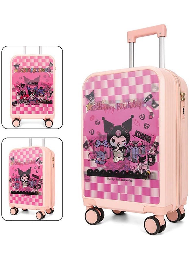 GoldenLike  حقائب سفر للأطفال، حقيبة سفر للأطفال مقاس 20 بوصة مع ملصق بنمط تحويل ثلاثي الأبعاد، حقائب سفر محمولة للأطفال، حقيبة سفر لطيفة للأطفال الصغار، حقيبة سفر صلبة بعجلات للأطفال الصغار من الأولاد والبنات - Image 2