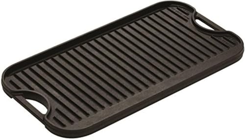 Lodge 20 x 1044 Inch ProGrid Reversible Cast Iron GrillGriddle Double Burner Cookware PreSeasoned NonToxic Made in USA For Stovetop Oven Grill Campfire