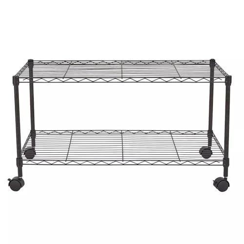 STORACK 2 Shelf Heavy Duty Height Adjustable Foldable Multipurpose Home Storage Organizer Wire Shelving Rack Shelves Size 24x14x16.3 inch, Black Powder Coating - Image 1