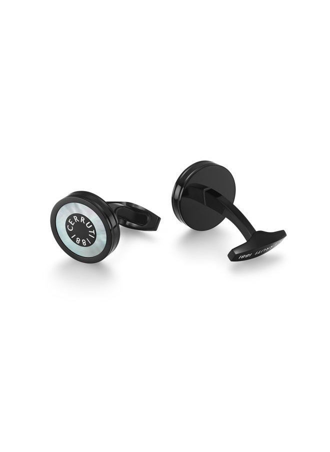 CERRUTI 1881 Lorenzo Black Stainless Steel Cufflinks for Men  - Image 3