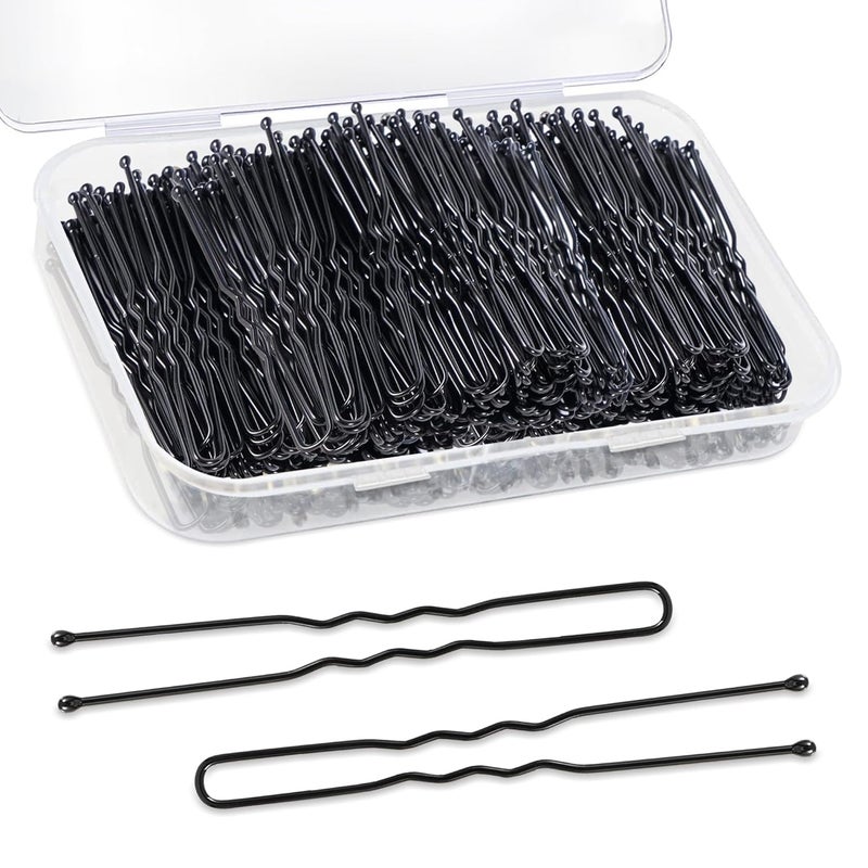 U Shaped Hair Pins 240Pcs Black U Pins Hair Pins for Buns Updos Hair Grip Bulk for Hairstyle with Storage Box 24inch