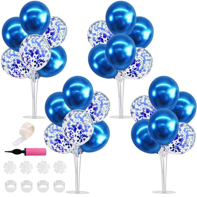 TONIFUL 4 Set Blue Balloon Stand Centerpieces for TableBalloon Table Stand KitBlue Balloon Decorations for BirthdayFathers DayBaby ShowerRetirementClass of 2026 Graduation Decorations - Image 2