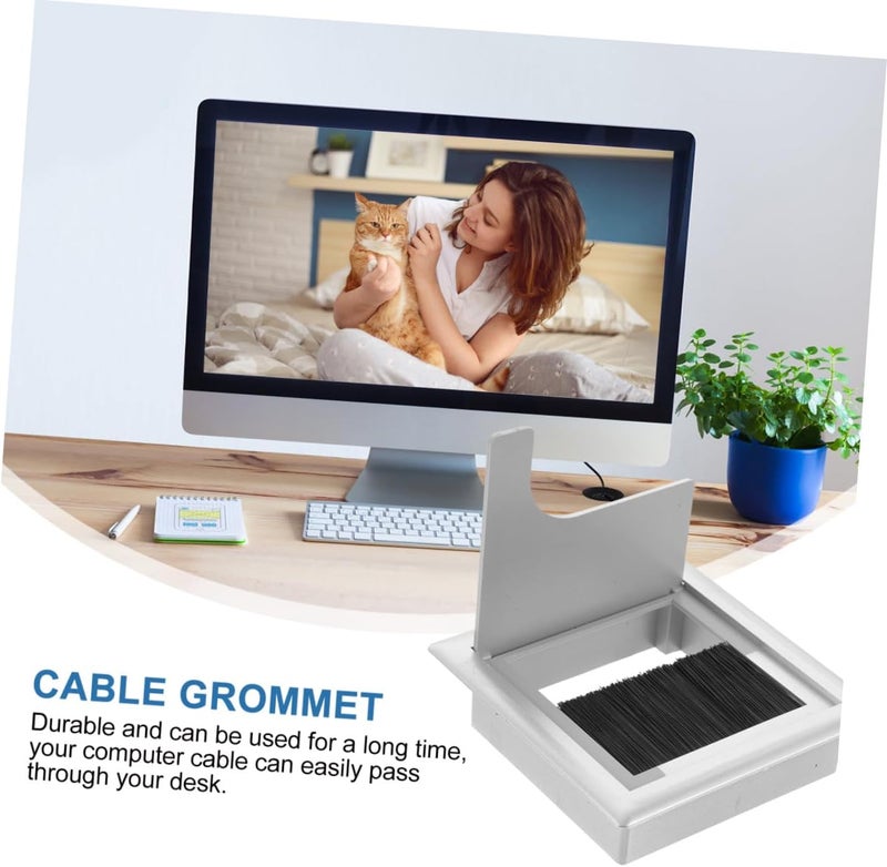 DOITOOL 4pcs Desk Grommets Brush Plastic Cable Hole Covers for Computer Tables Office Desks Home Decor Rounded Corners Smooth Finish Wire Protection - Image 5