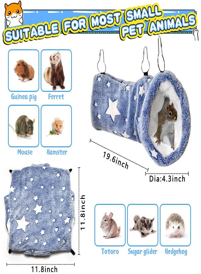 LEFTSTARER Noctilucent Luminous Guinea Pig Rat Hammock Bunkbed Hanging Tunnel and Soft Bed Mat for Ferret Hedgehog Squirrel Hideout Cage Accessories (2. Tunnel and Bunkbed) - Image 4