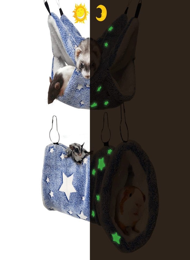 LEFTSTARER Noctilucent Luminous Guinea Pig Rat Hammock Bunkbed Hanging Tunnel and Soft Bed Mat for Ferret Hedgehog Squirrel Hideout Cage Accessories (2. Tunnel and Bunkbed) - Image 1