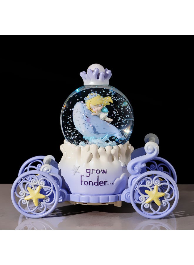 Lolita Princess Cartoon Carriage Crystal Ball Music Box Music Box Snow Light Toys Holiday Gifts Wholesale-Color:Princess Lolita Pink-Dimensions:Large Internal Rotation + Music Loop Automatic Snow Light  - Image 3