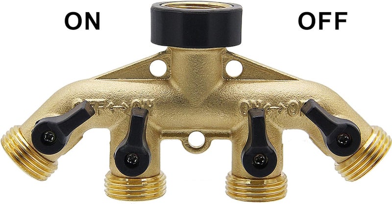 Maggift ATDAWN 4 Way Brass Hose Splitter, 3/4" Brass Hose Faucet Manifold, Garden Hose Adapter Connector - Image 3