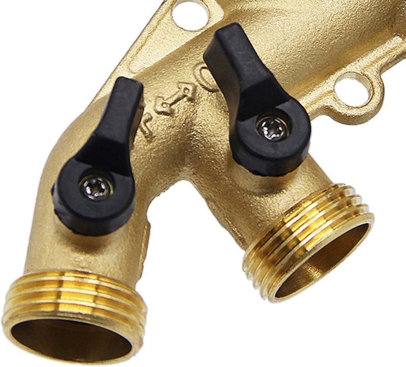 Maggift ATDAWN 4 Way Brass Hose Splitter, 3/4" Brass Hose Faucet Manifold, Garden Hose Adapter Connector - Image 5