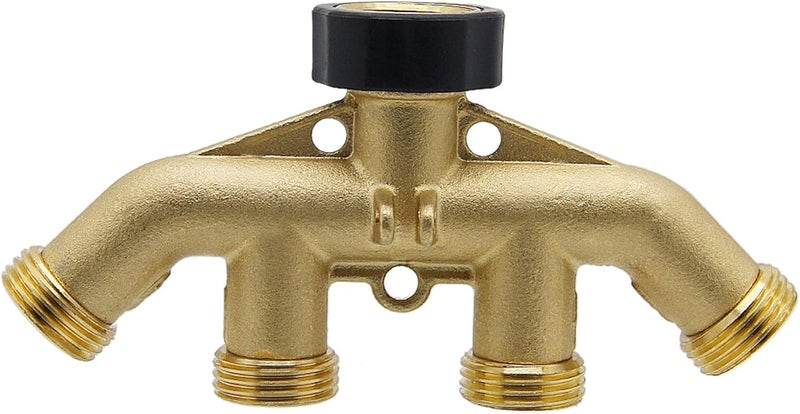 Maggift ATDAWN 4 Way Brass Hose Splitter, 3/4" Brass Hose Faucet Manifold, Garden Hose Adapter Connector - Image 4