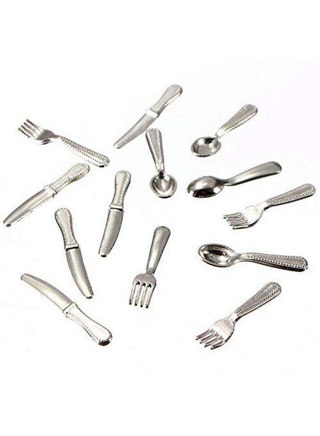 EatingBiting 12Pcs Set 1:12 Dollhouse Miniature Dollhouse Kitchen Silverware Forks Spoons 1/12 Scale Miniature Doll Tableware Decoration Exquisite Workmanship Crafts - Image 5