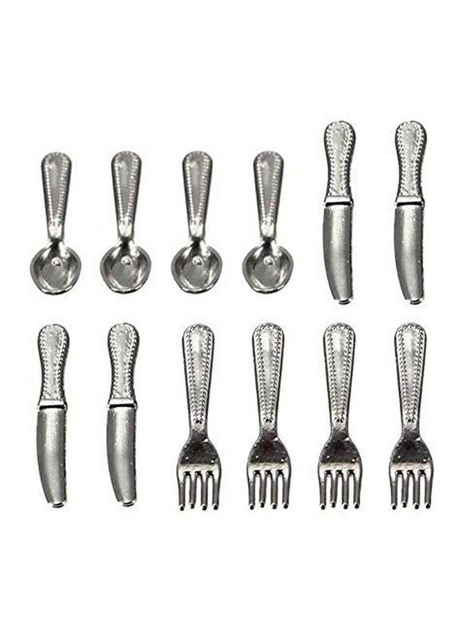 EatingBiting 12Pcs Set 1:12 Dollhouse Miniature Dollhouse Kitchen Silverware Forks Spoons 1/12 Scale Miniature Doll Tableware Decoration Exquisite Workmanship Crafts - Image 2